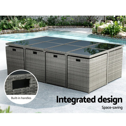 12-Seater Outdoor Dining Set - Grey - OZ Home Deals