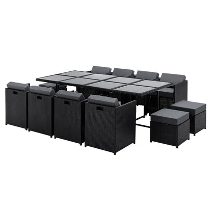 13-Piece Outdoor Dining Set - Charcoal - OZ Home Deals