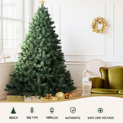1.8M Christmas Tree 1980 LEDs 8 Light Mode - 765 Tips - OZ Home Deals