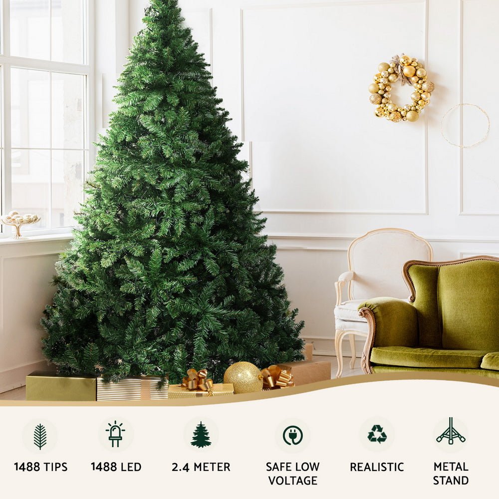 2.4M Pre-lit Christmas Tree 1488 LEDs - OZ Home Deals