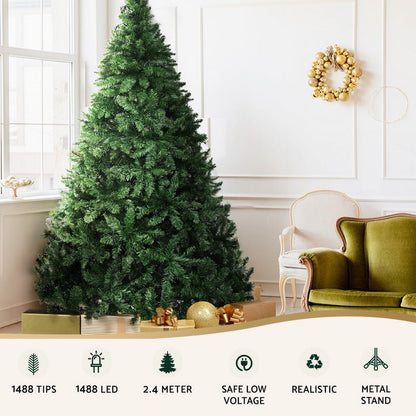 2.4M Pre-lit Christmas Tree 1488 LEDs - OZ Home Deals