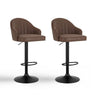 2x Brisbane PU Leather Bar Stools – Ergonomic Shell Design, Brown/Black - OZ Home Deals