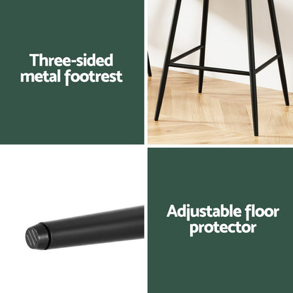 2x Brisbane Velvet Bar Stools – Ergonomic Tub - Style, Green/Black - OZ Home Deals