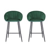 2x Brisbane Velvet Bar Stools – Ergonomic Tub - Style, Green/Black - OZ Home Deals