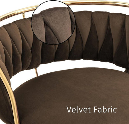 2x Canberra Adjustable Velvet Bar Stools – Coffee/Gold - OZ Home Deals