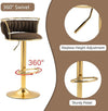 2x Canberra Adjustable Velvet Bar Stools – Coffee/Gold - OZ Home Deals