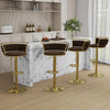 2x Canberra Adjustable Velvet Bar Stools – Coffee/Gold - OZ Home Deals