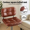 2x Darwin Adjustable Bar Stools – Square Tufted PU Leather, Brown/Silver - OZ Home Deals