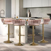 2x Dolpa Velvet Adjustable Bar Stools – Coffee/Gold - OZ Home Deals
