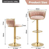 2x Dolpa Velvet Adjustable Bar Stools – Coffee/Gold - OZ Home Deals