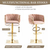 2x Jhapa Velvet Swivel Bar Stools – Adjustable Height, Pink - OZ Home Deals