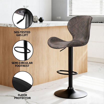 2x Melbourne Rattan Bar Stools – Adjustable Height 90 - 112cm, Brown/Black - OZ Home Deals