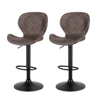 2x Melbourne Rattan Bar Stools – Adjustable Height 90 - 112cm, Brown/Black - OZ Home Deals