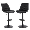 2x Perth PU Leather Bar Stools – Ergonomic Diamond-Style, Black - OZ Home Deals