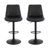 2x Perth PU Leather Bar Stools – Ergonomic Diamond-Style, Black - OZ Home Deals