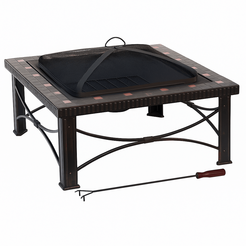 30" Square Slate Tile Fire Pit Outdoor Patio Heater Fireplace - OZ Home Deals