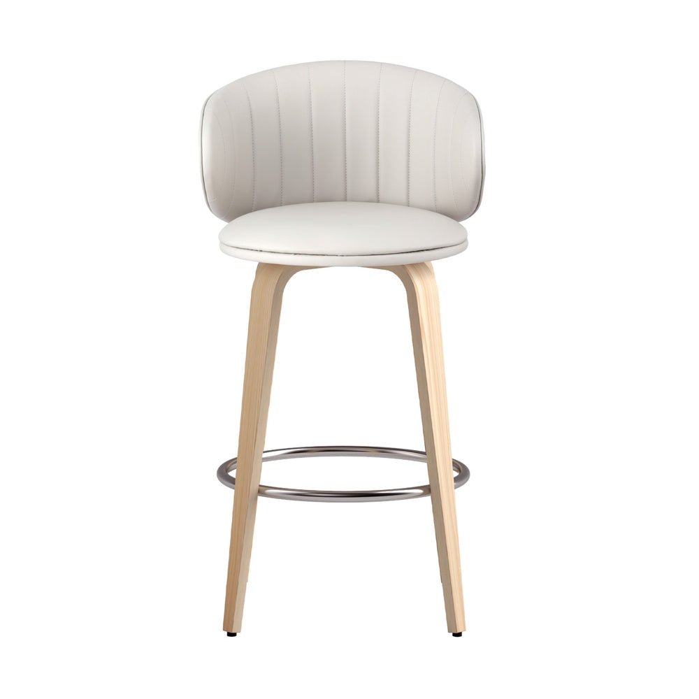 4x Artiss Bar Stools Dining Chairs Contoured Leather Wood Stool - OZ Home Deals