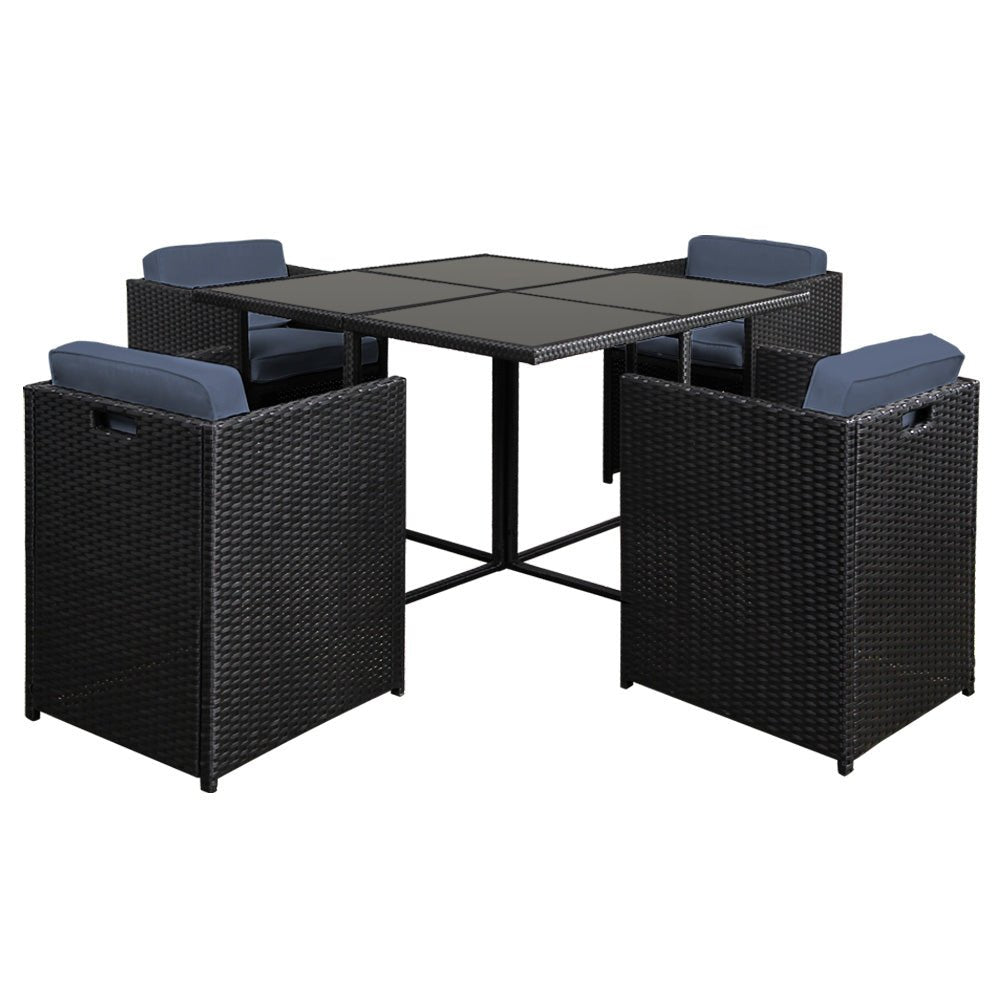 5-Seater Outdoor Dining Set - Black - OZ Home Deals