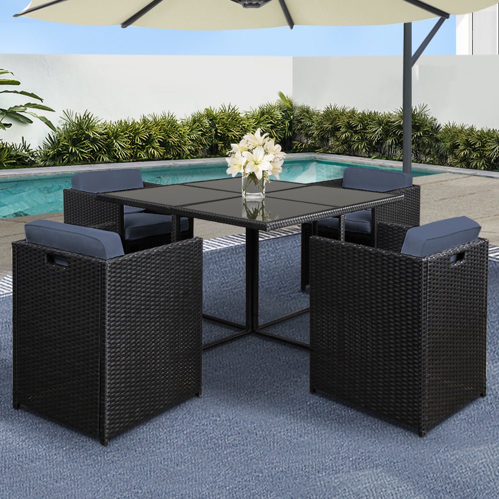 5-Seater Outdoor Dining Set - Black - OZ Home Deals