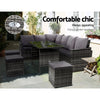 9-Seater Wicker Outdoor Sofa Dining Set - Grey - OZ Home Deals
