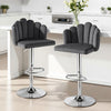 2x Hobart Adjustable Velvet Bar Stools – Grey/Silver