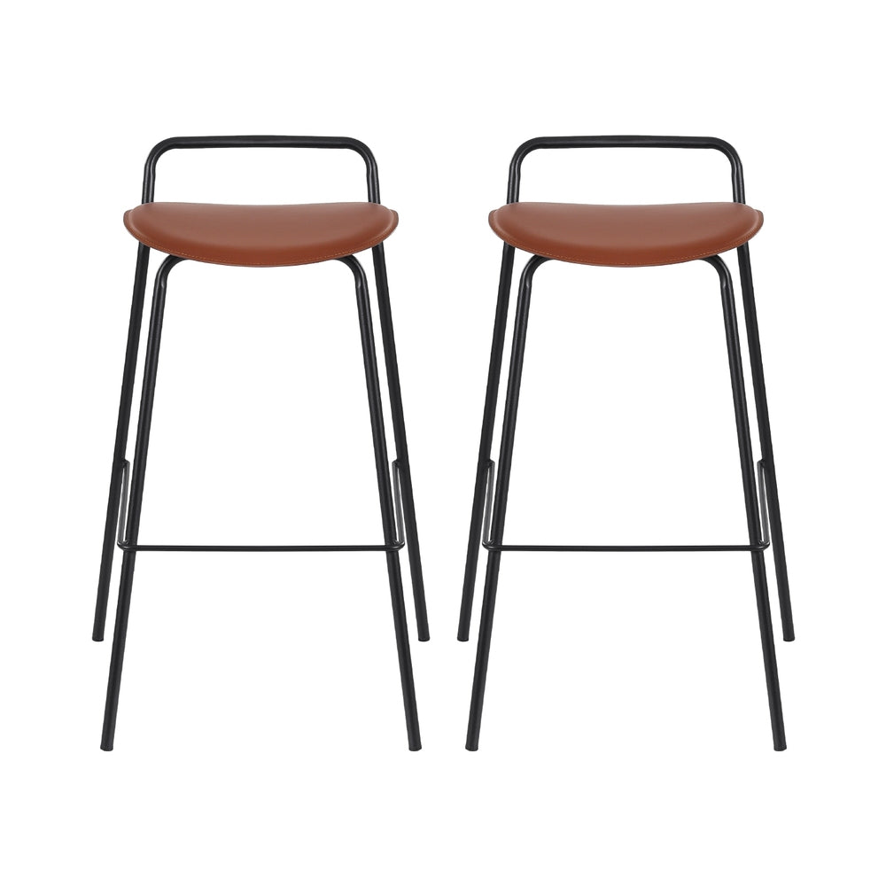 Barossa 2-Piece PU Leather Bar Stools – Brown & Black
