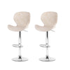 2x Byron Bay Rattan Bar Stools – Adjustable Height 90-112cm, Beige/Silver