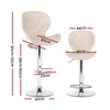 2x Byron Bay Rattan Bar Stools – Adjustable Height 90-112cm, Beige/Silver