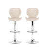 2x Byron Bay Rattan Bar Stools – Adjustable Height 90-112cm, Beige/Silver