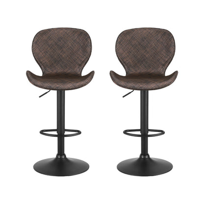 2x Melbourne Rattan Bar Stools – Adjustable Height 90-112cm, Brown/Black