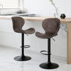 2x Melbourne Rattan Bar Stools – Adjustable Height 90-112cm, Brown/Black