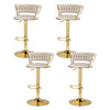 Artiss 4x Bar Stools Gas Lift Velvet Woven Backrest Ivory