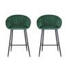 2x Brisbane Velvet Bar Stools – Ergonomic Tub-Style, Green/Black