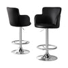 Pokhara Leather Bar Stools – Adjustable Height, Swivel, Chrome Base, Black