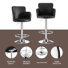 Pokhara Leather Bar Stools – Adjustable Height, Swivel, Chrome Base, Black