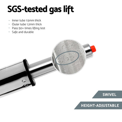 Pokhara Leather Bar Stools – Adjustable Height, Swivel, Chrome Base, Black