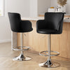 Pokhara Leather Bar Stools – Adjustable Height, Swivel, Chrome Base, Black