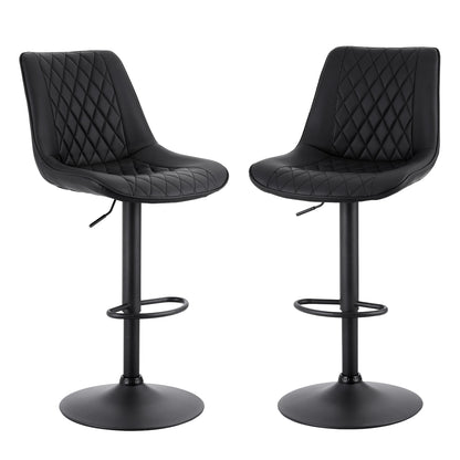 2x Perth PU Leather Bar Stools – Ergonomic Diamond-Style, Black