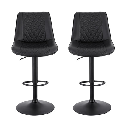 2x Perth PU Leather Bar Stools – Ergonomic Diamond-Style, Black