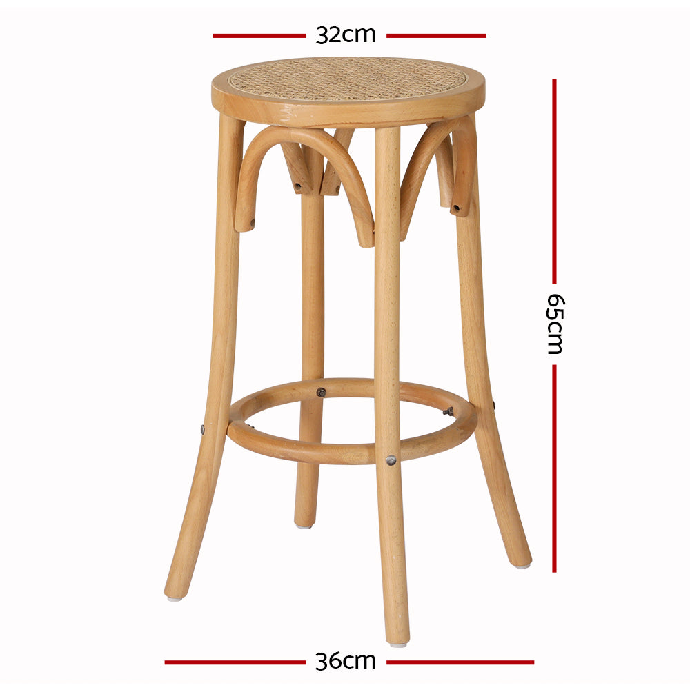 Kimberley Beechwood Rattan Bar Stools – Pine, 2 Pack