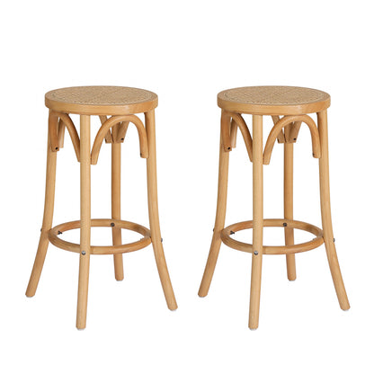 Kimberley Beechwood Rattan Bar Stools – Pine, 2 Pack