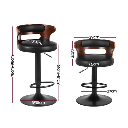 Grandeur PU Leather Swivel Bar Stools – Set of 4 (Black)