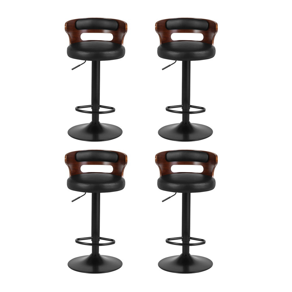 Grandeur PU Leather Swivel Bar Stools – Set of 4 (Black)