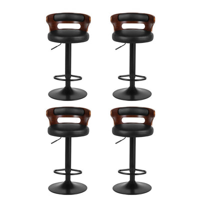 Grandeur PU Leather Swivel Bar Stools – Set of 4 (Black)