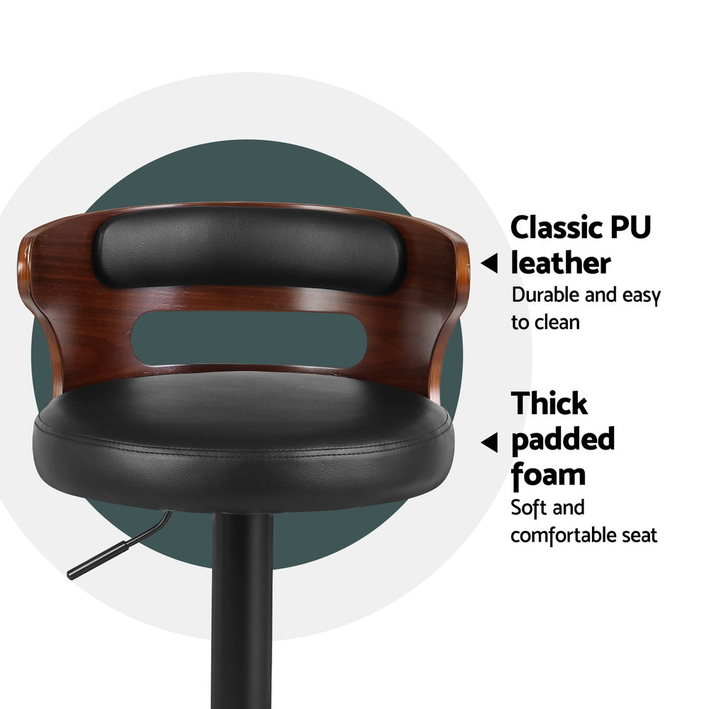 Grandeur PU Leather Swivel Bar Stools – Set of 4 (Black)