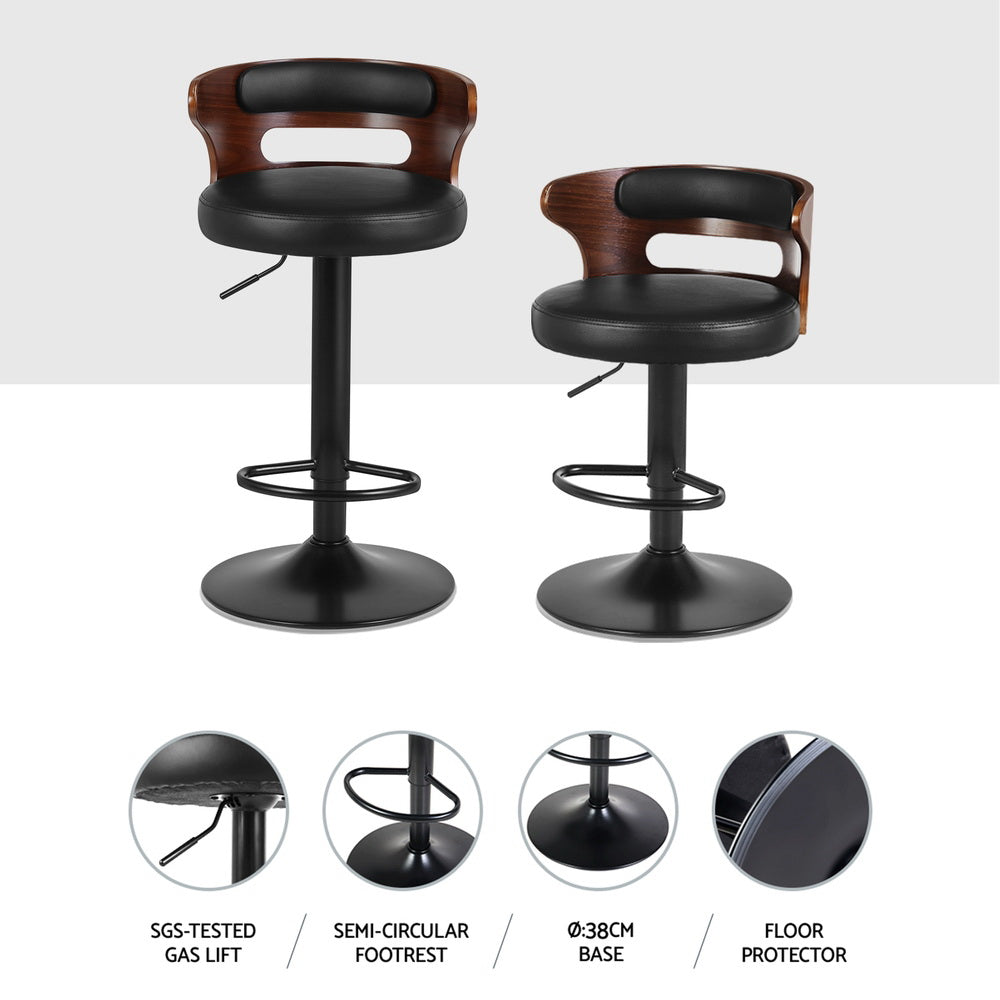 Grandeur PU Leather Swivel Bar Stools – Set of 4 (Black)