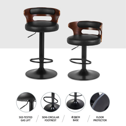 Grandeur PU Leather Swivel Bar Stools – Set of 4 (Black)