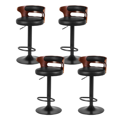 Grandeur PU Leather Swivel Bar Stools – Set of 4 (Black)