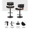 Kangaroo Adjustable Bar Stools – Black PU Leather & Wooden Seat, 64-85cm