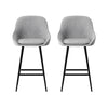 Outback Linen Wingback Bar Stools – Grey Linen & Black Metal, 60cm